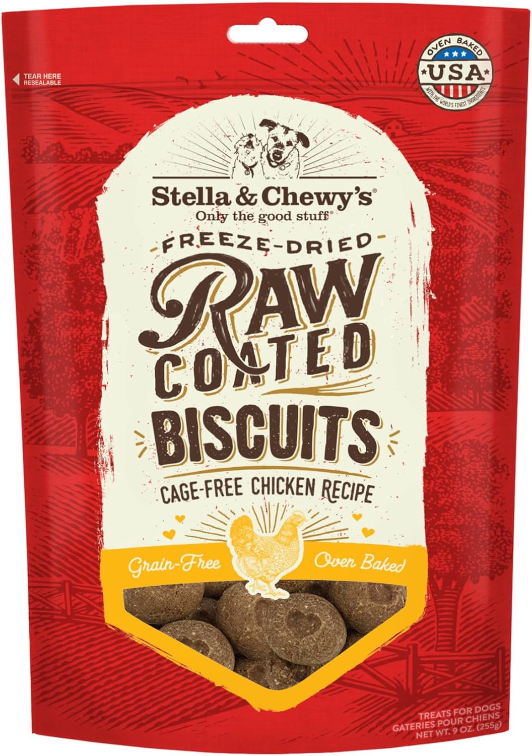 Stella & Chewy’s Freeze-Dried Raw Coated Dog Biscuits – Cage-Free Chicken Recipe – Protein Rich, Grain Free Dog & Puppy Treat – Great Snack for Training & Rewarding – 254g Bag