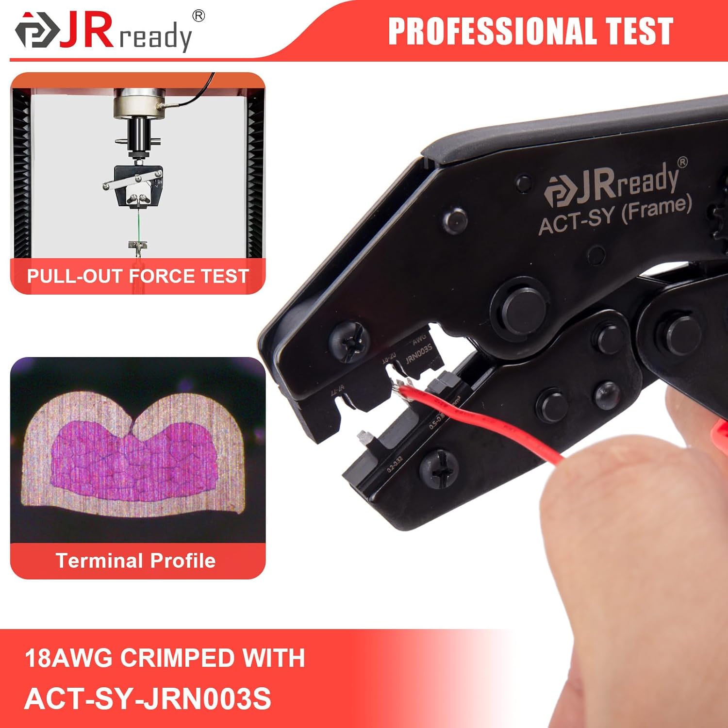 JRready ACT-SY-JRN003S 062" Crimp Tool for 1.57mm Dia. terminal Stamped Formed Contacts 1560/1561 Series 18-24AWG Open Barrel Ratchet Molex Crimper Professional Hand Tool