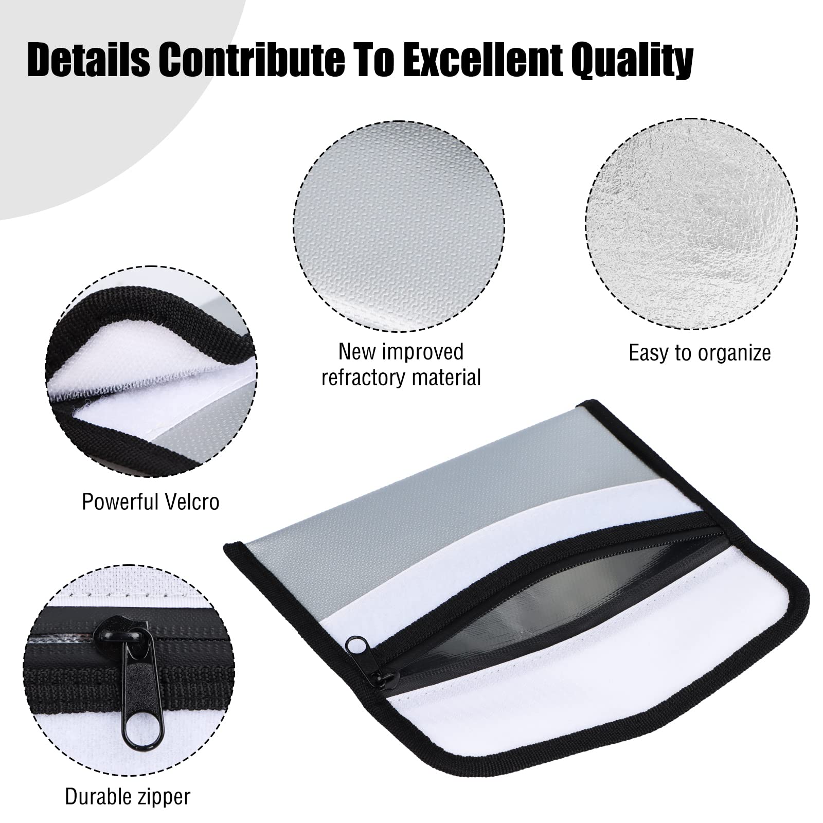 Pack Of 2 Fireproof Bag, Fireproof Money Bag, 20 X 12 Cm, Document Bag, Fireproof Waterproof, For Valuables, Capacity, Briefcase, Wallet - View #10