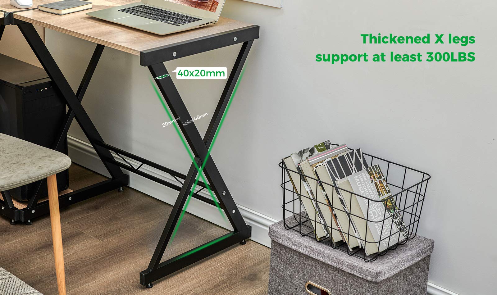 GreenForest L Shaped Desk 58 inch Reversible Corner Computer Desk with