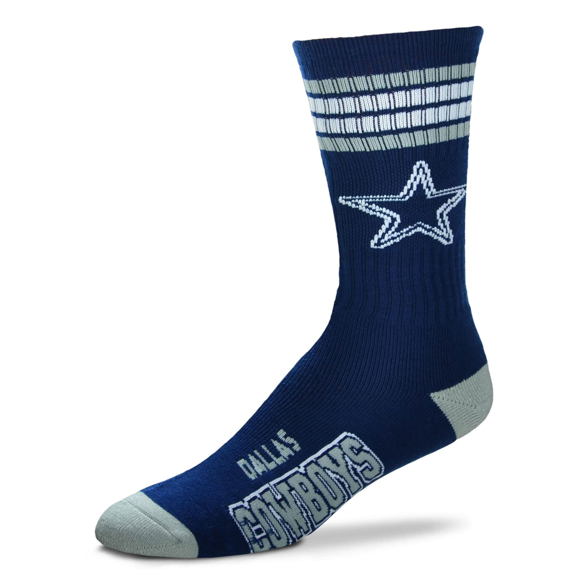 For Bare Feet Men's Dallas Cowboys 4-Stripe Deuce Performance Crew Socks
