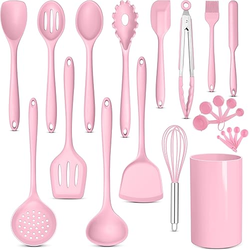 Miniatura 17 de E-far Juego de 10 utensilios de cocina de silicona, juego de utensilios de cocina resistentes al calor para ollas y sartenes antiadherentes,