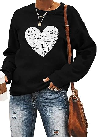 Yimoya Valentine Sweatshirt - Womens Cute Leopard Love Heart Shirt Gift