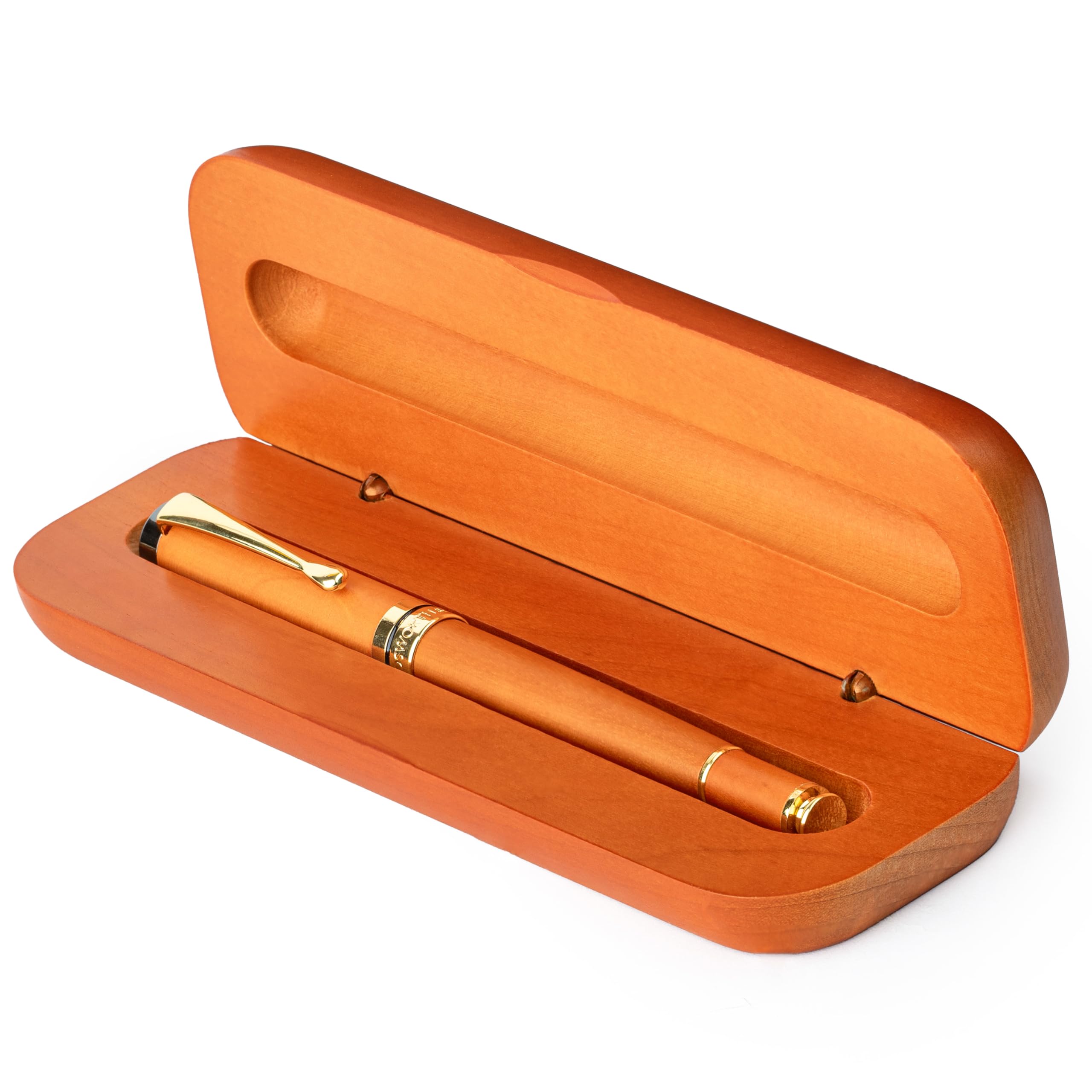 Wordsworth and Black Rollerball Pen - Stunning Luxury Pen in Cherry Bamboo, Gold Finish, Refillable, Best Gift for Men and Women, Ink Refill