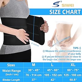 S Abdominal Binder Post Surgery - Elastic Waist Band for Stomach Support & Compression, Bariatric, Tummy Tuck | Latex-free, Breathable Belly Wrap Hernia Belt - (30 - 45) 3 PANEL - 9 High BLACK