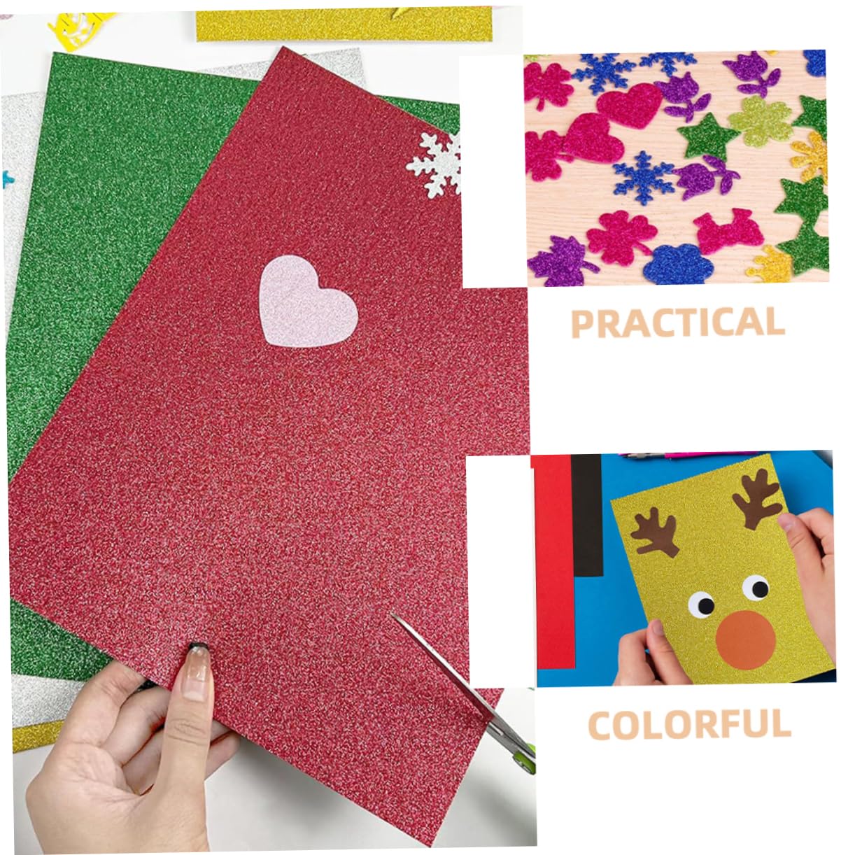 HOMSFOU Carta Cartoncino Glitterato A4 50 Pezzi Carta Lucida Materiale per Scrapbooking e Creazione Biglietti