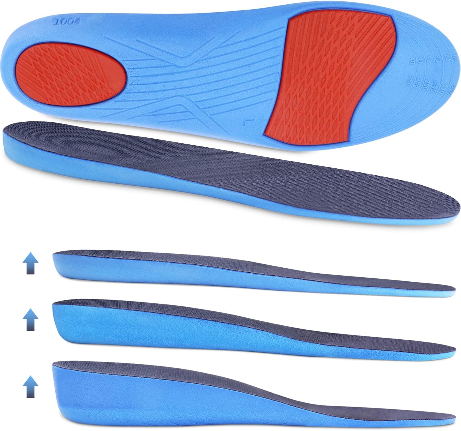 Ailaka Height Increase Insoles for Men Women - 1 Pair PU Shoes Lifts Elastic Shock Absorbing Sports Shoe Insoles Height Increase, Heel Lifts for Men Women Shoes Inserts