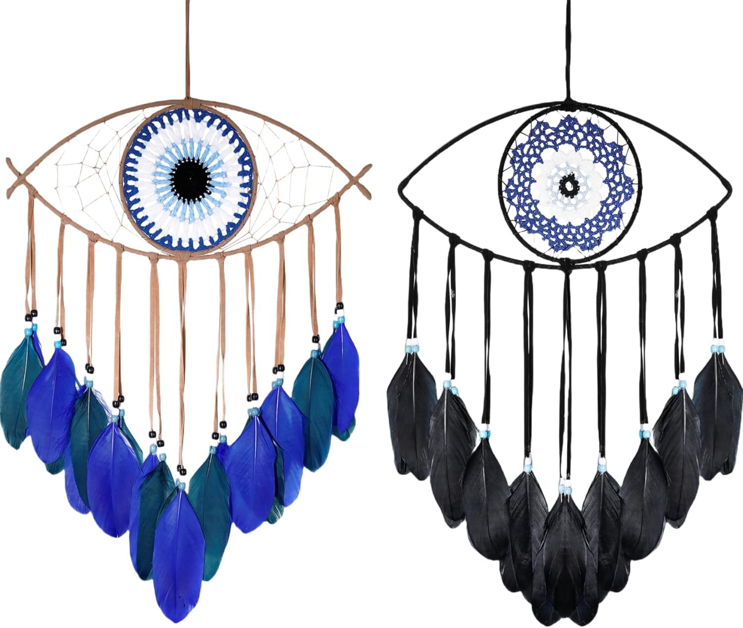 Holmgren 2 Pcs Evil Eye Dream Catchers - Handmade Evil Eye Decor for Wall Art Apartment Decor, Good Luck Charm for Home Offices Living Spaces