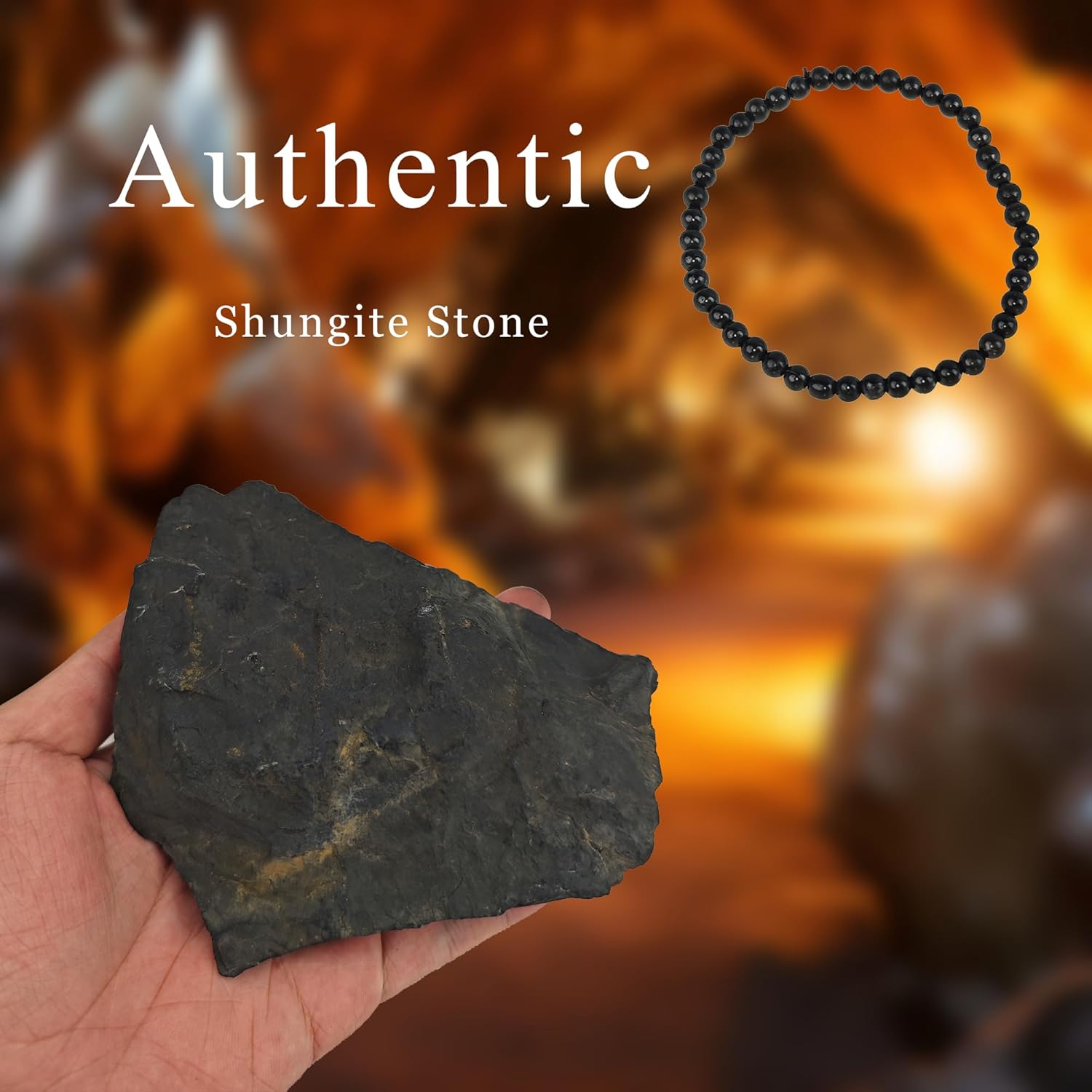 Shungite Bracelet - Natural Black Shungite Stone Beads, Healing Crystal Energy Protection, Handcrafted Jewelry - Image 5