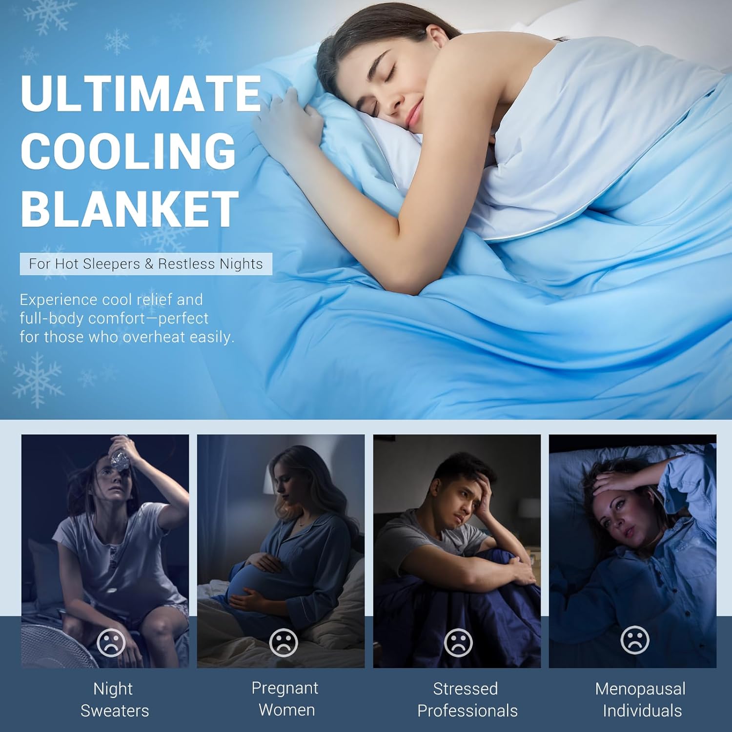 Elegear Cooling Comforter Queen Size Absorb Body Heat to Keep Cool, Double-Sided Cooling Blanket for Hot Sleeper Arc-Chill Cool Fabric Q-Max>0.5, Lightweight Summer Comforter Ice Blanket,Gradient Blue - Image 4