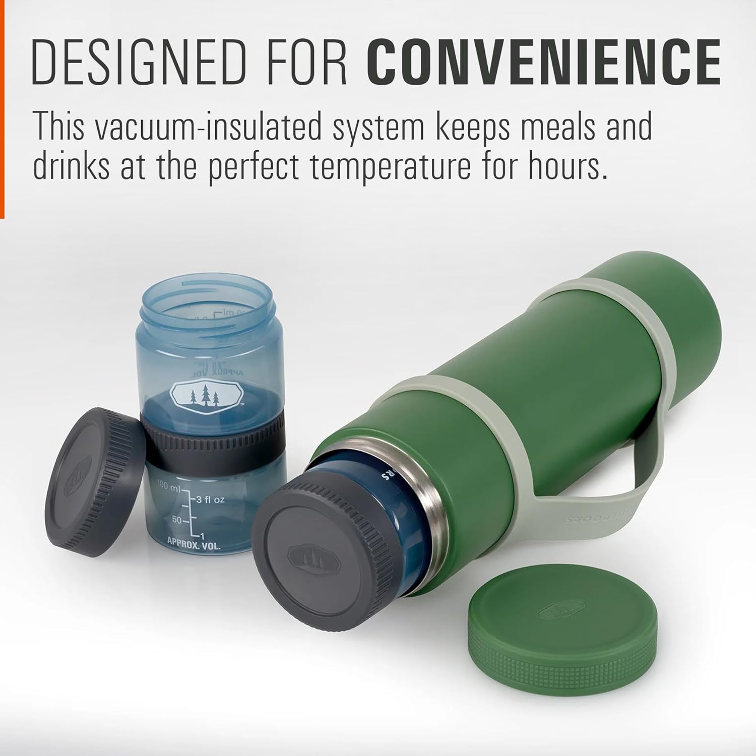 GSI Outdoors Glacier Insulated Travel Stack, 4 Piece Vacuum Insulated Stainless Steel Sleeve & Food Containers Set for Travel, Hiking & Camping