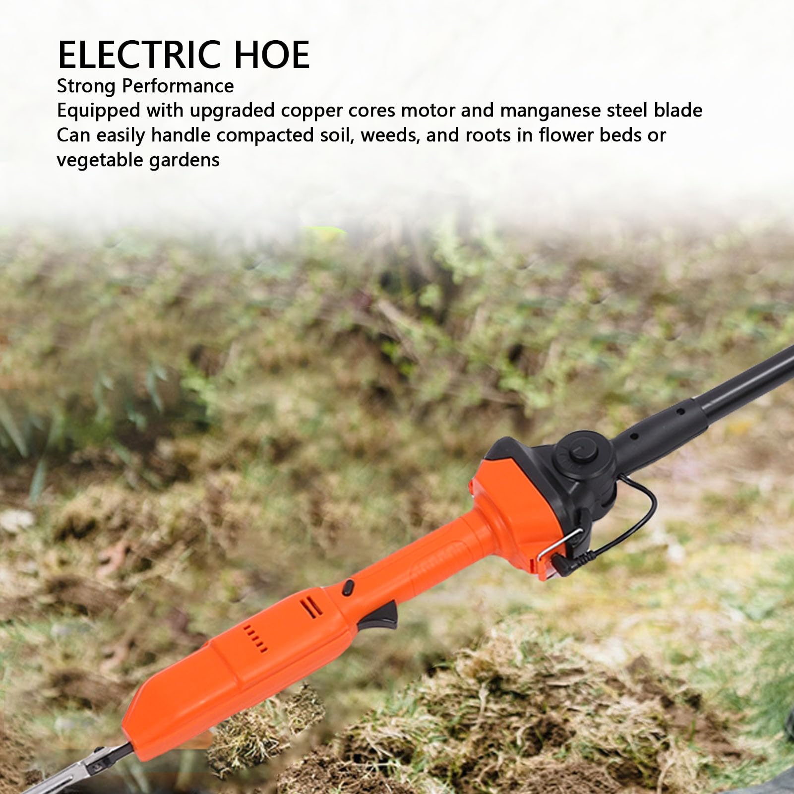 banapoy Coltivatore Elettrico a Batteria da Giardino 21V, Motozappa Leggero Alimentato a Batteria con Design Ergonomico per Giardinaggio, Coltivazione del Suolo, Scavo (Spina europea)