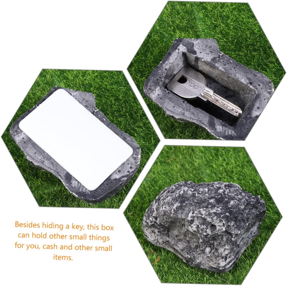 KALLORY 2pcs Stone Key Hider Box Key Saving Box for Outdoor Use Discreet Design Blends Decor for Hiding Garden Porch