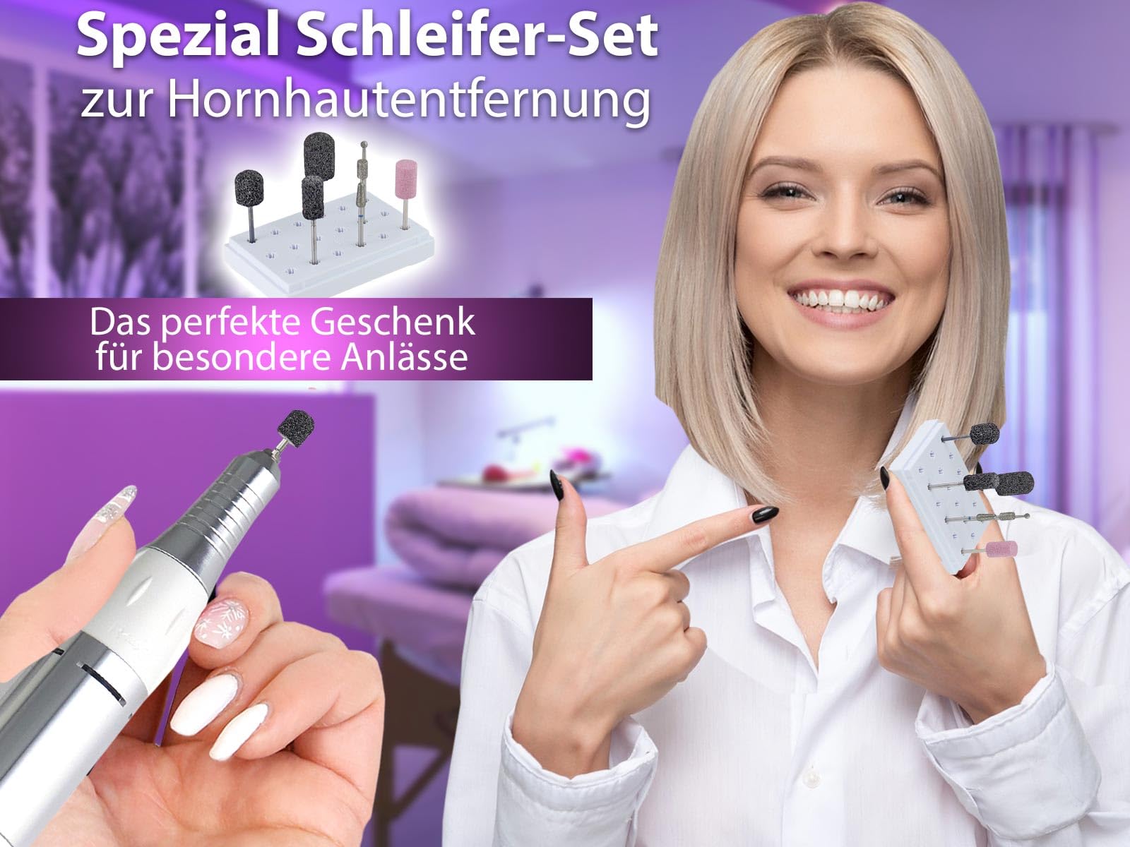Profi Fußpflegegerät Pediküre Set Schleifgerät für die Hornhautentfernung | Hornhautenferner mit speziellem Fräser-Set für die Entfernung von Hornhaut