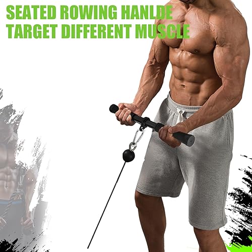 Miniatura 6 de Accesorio de cable de barra recta para tríceps, barra extraíble de bíceps giratoria de 360 grados, barra de tracción para tríceps LAT con mango de