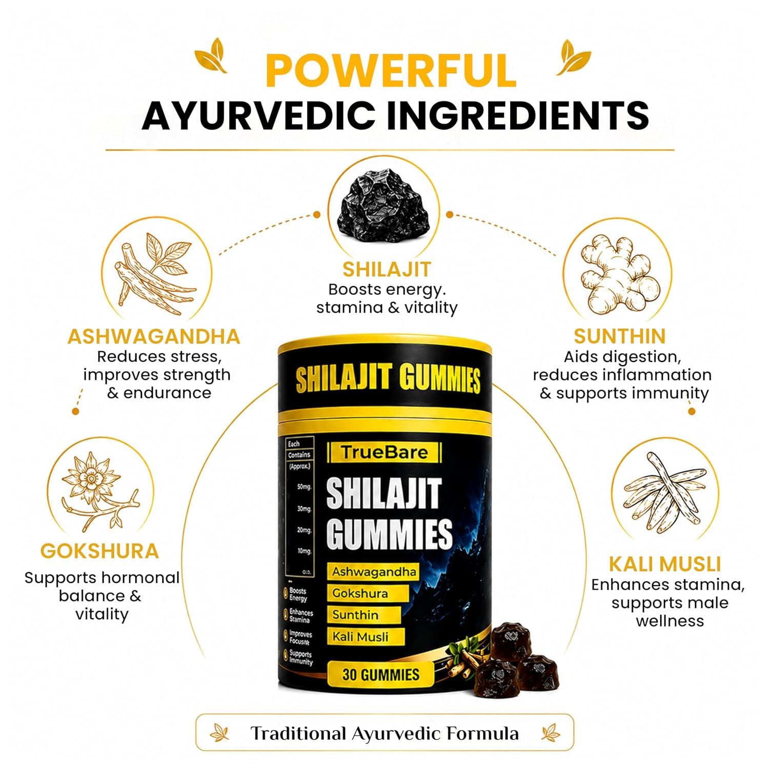Shilajit Gummies with Ashwagandha & Gokshura, 30 Pcs — Amazon image 5