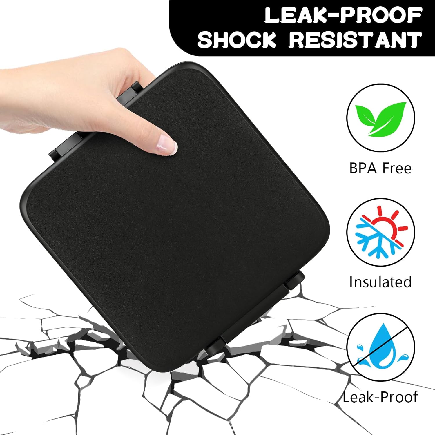 MAISON HUIS Bento Lunch Box with 8oz Soup Thermo, 5-Compartment Leak-Proof Container, Thermo Hot Food Jar and Insulated Lunch Bag, BPA Free,Travel, School (Black) - Image 3