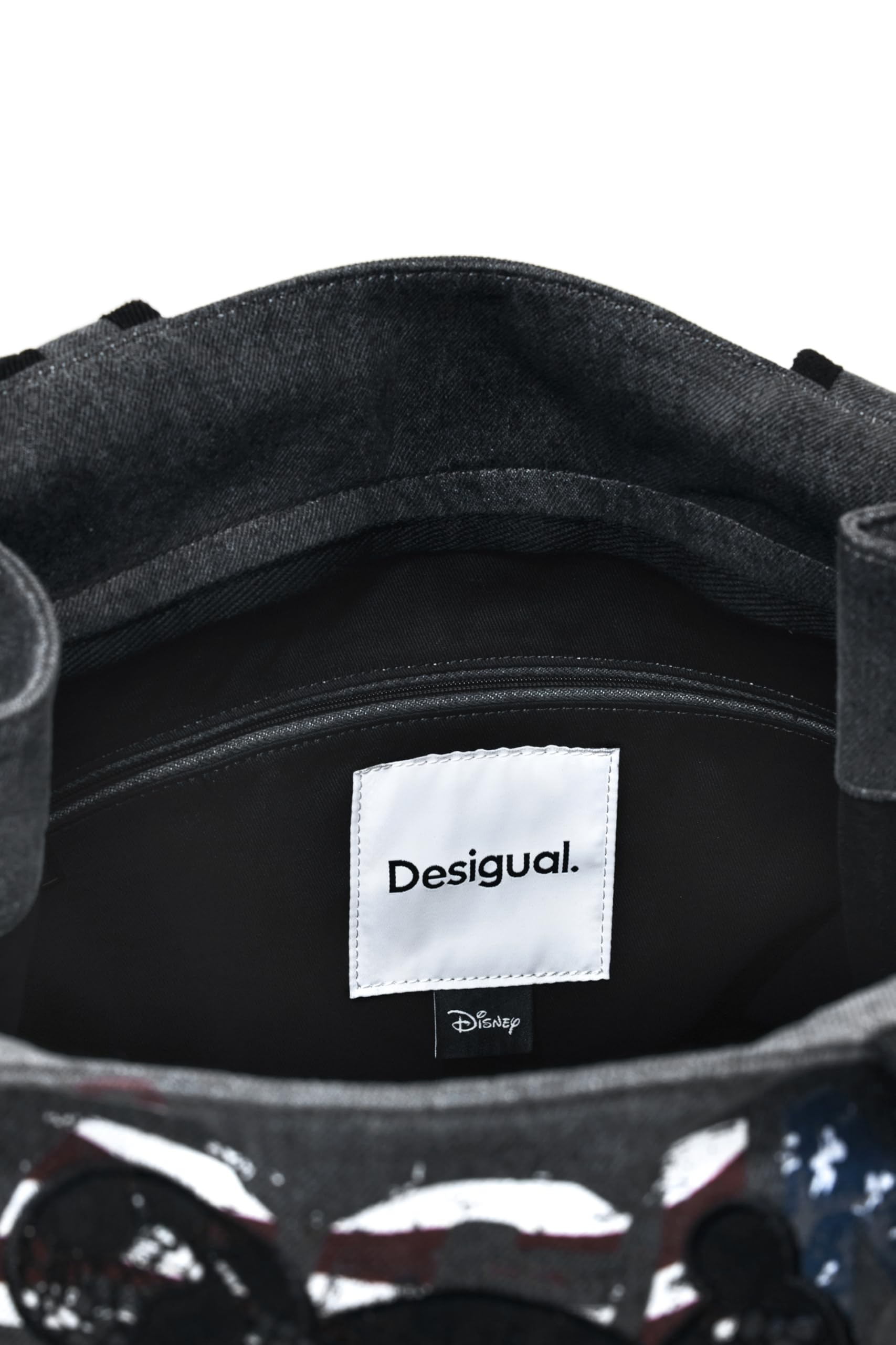 Desigual Unisex's Bag_Mickey SHOPPINGBAG, czarny/biały, jeden rozmiar, czarny/biały, Rozmiar Uniwersalny