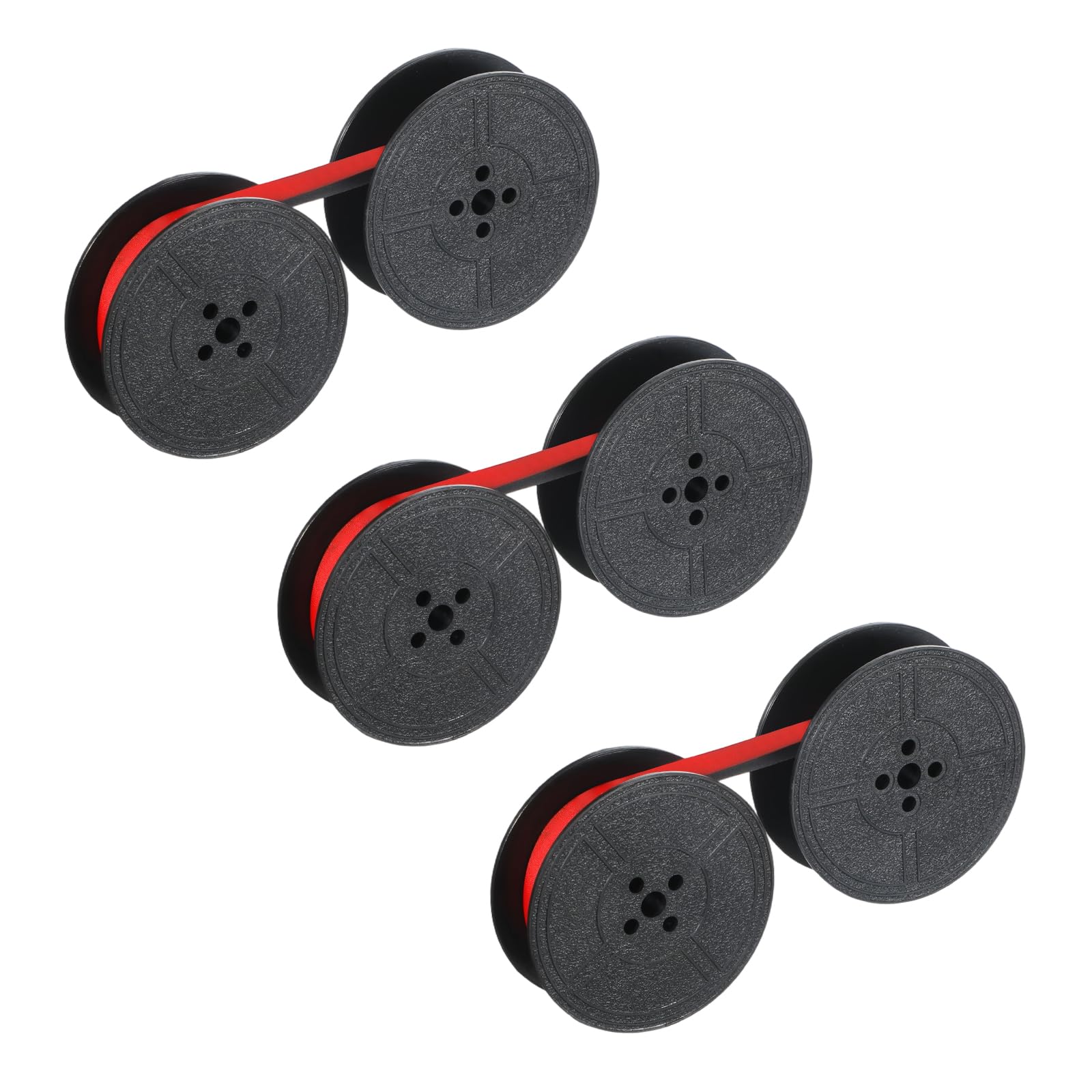 Gemoioio 3 Pairs Universal Typewriter Ribbon Black & Red, Twin Spool Replacement for Smith Corona Royal Classic Olivetti Underwood & Most Vintage Typing Machines, Nylon Fabric for Clear Sharp Imprint