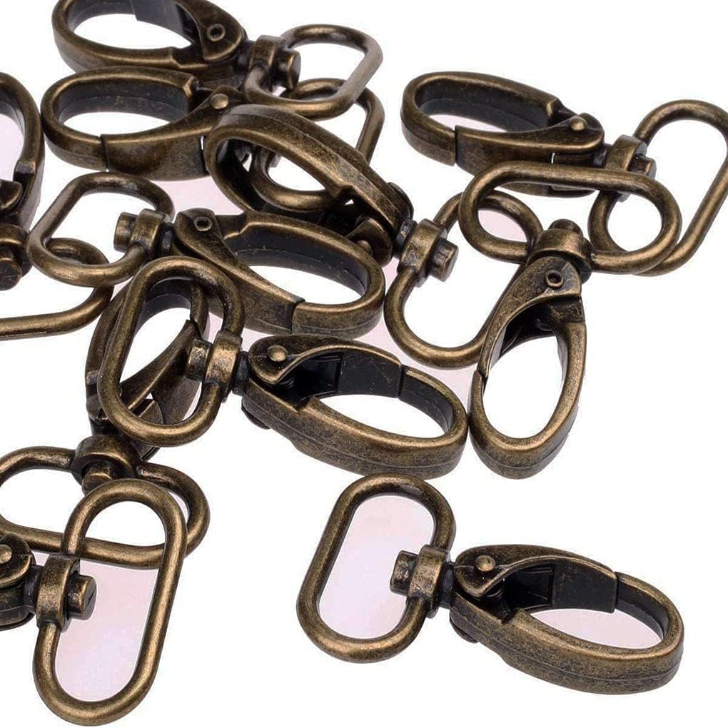 1-inch Antique Brass Curved Lobster Clasps Swivel Trigger Clips Snap, Swivel Snap Hooks for Strap Bag Purse (20) - Image 4
