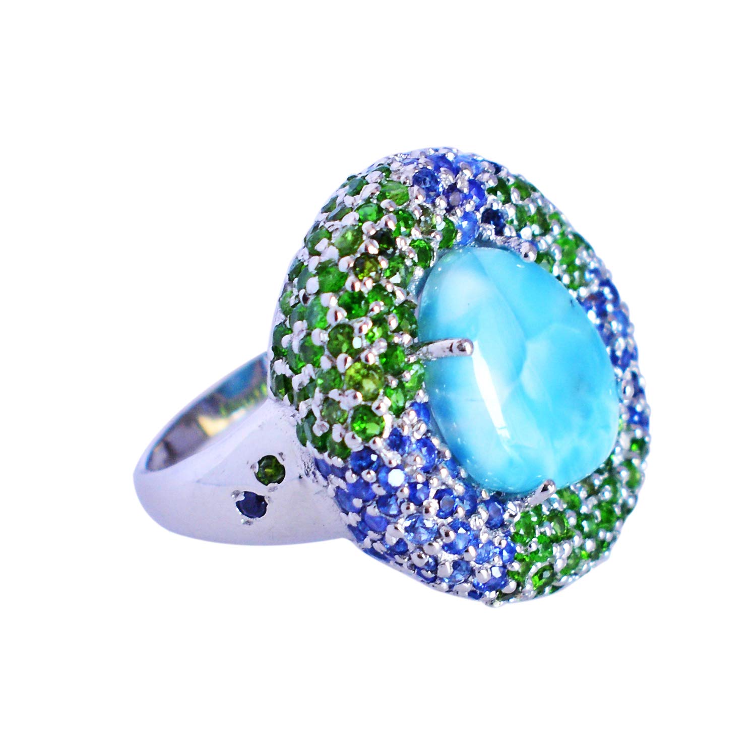 Bague larimar argent 925 solide qui ne ternit pas avec saphir - 8