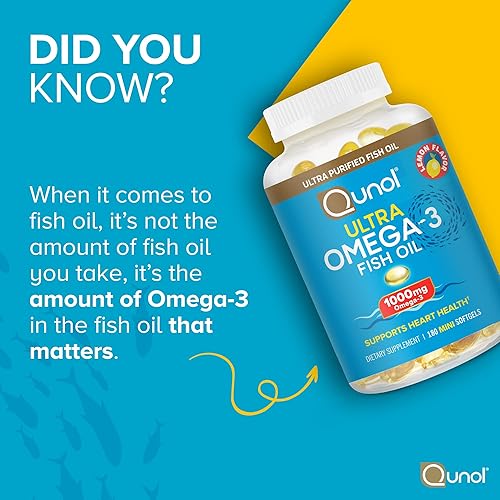 Miniatura 5 de Qunol Omega 3 - Mini cápsulas blandas de aceite de pescado, 1000 mg de aceite de pescado ultra puro, apoyo para la salud cardíaca, suplementos Omega