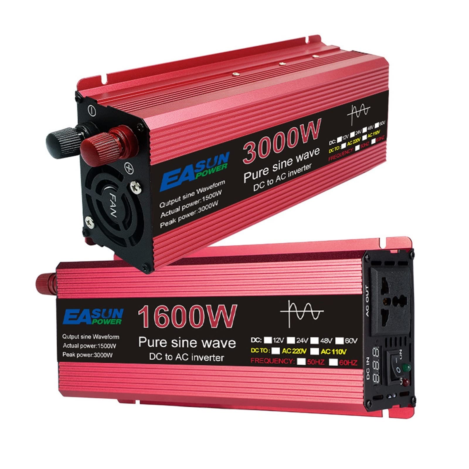 Inversor de Onda sinusoidal Pura 12V CC a CA 220V convertidor 3000w 2200w 1600w 1000w estabilizador 24V inversor Solar 50hz 60hz Transformador(3000w,12V-220-240V 50HZ)