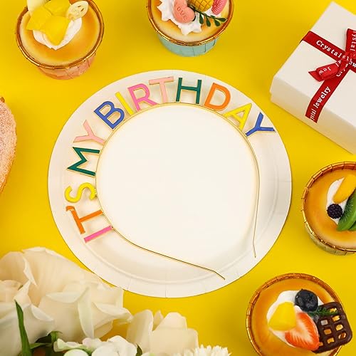 Miniatura 4 de Diadema con corona Rainbow It's My Birthday Tocado de cumpleaños, decoración de fiesta de regalo para mujeres y niñas