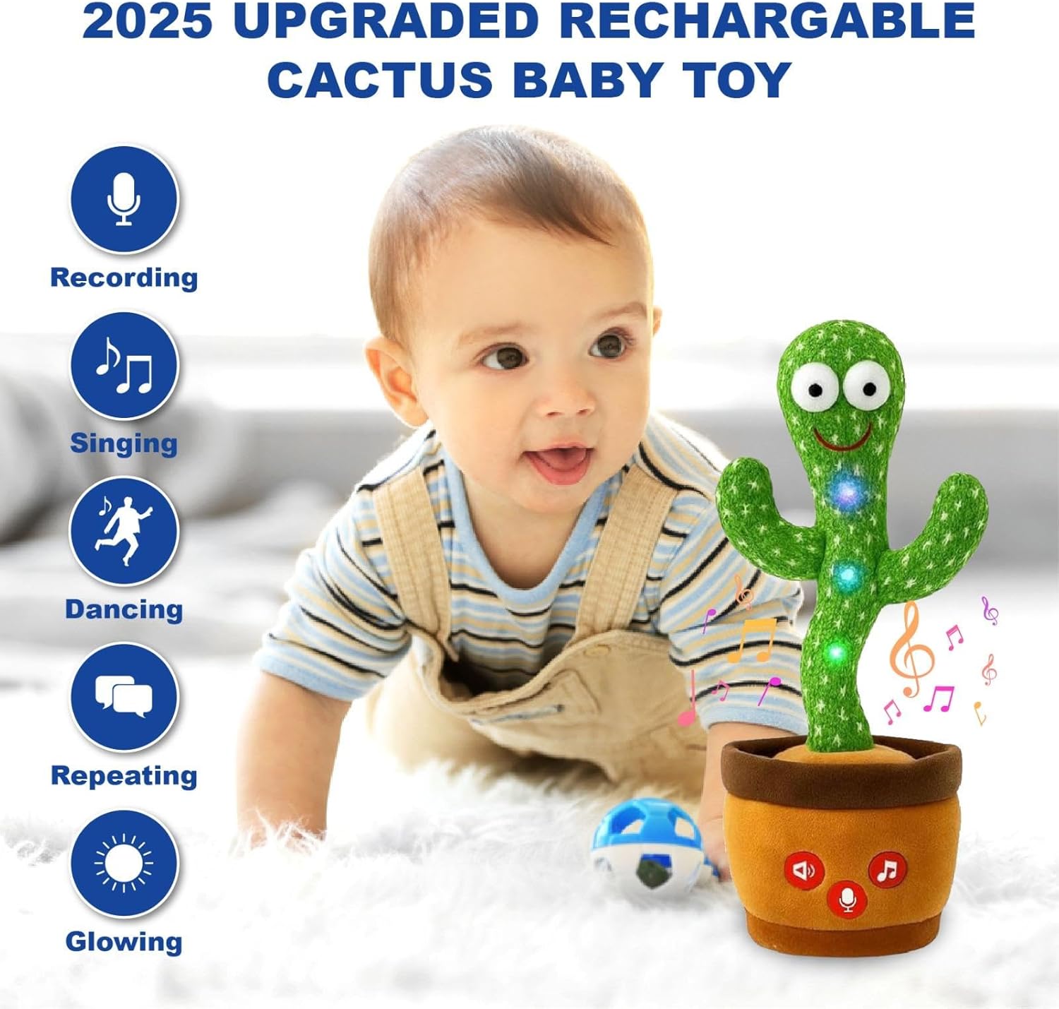 Dancing Cactus Toy for Kids – Interactive Talking Cactus with Volume Control, Mimics & Repeats What You Say, Sings 120 Songs – Perfect for Autism-Friendly Gift for Toddlers, Boys & Girls Ages 3-6+ - Image 2