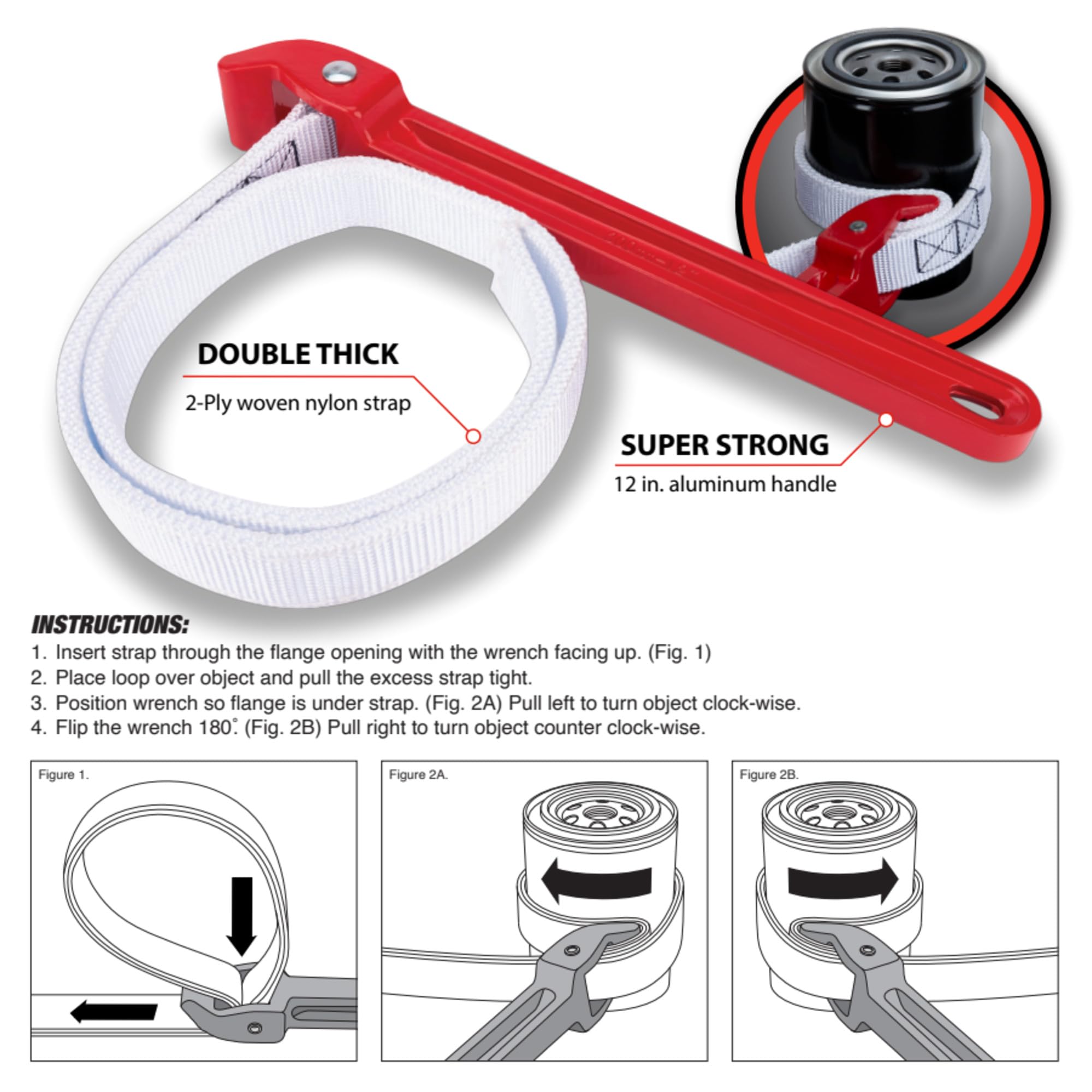 Performance Tool - Llave de correa de aluminio de 12 pulgadas (W2150)