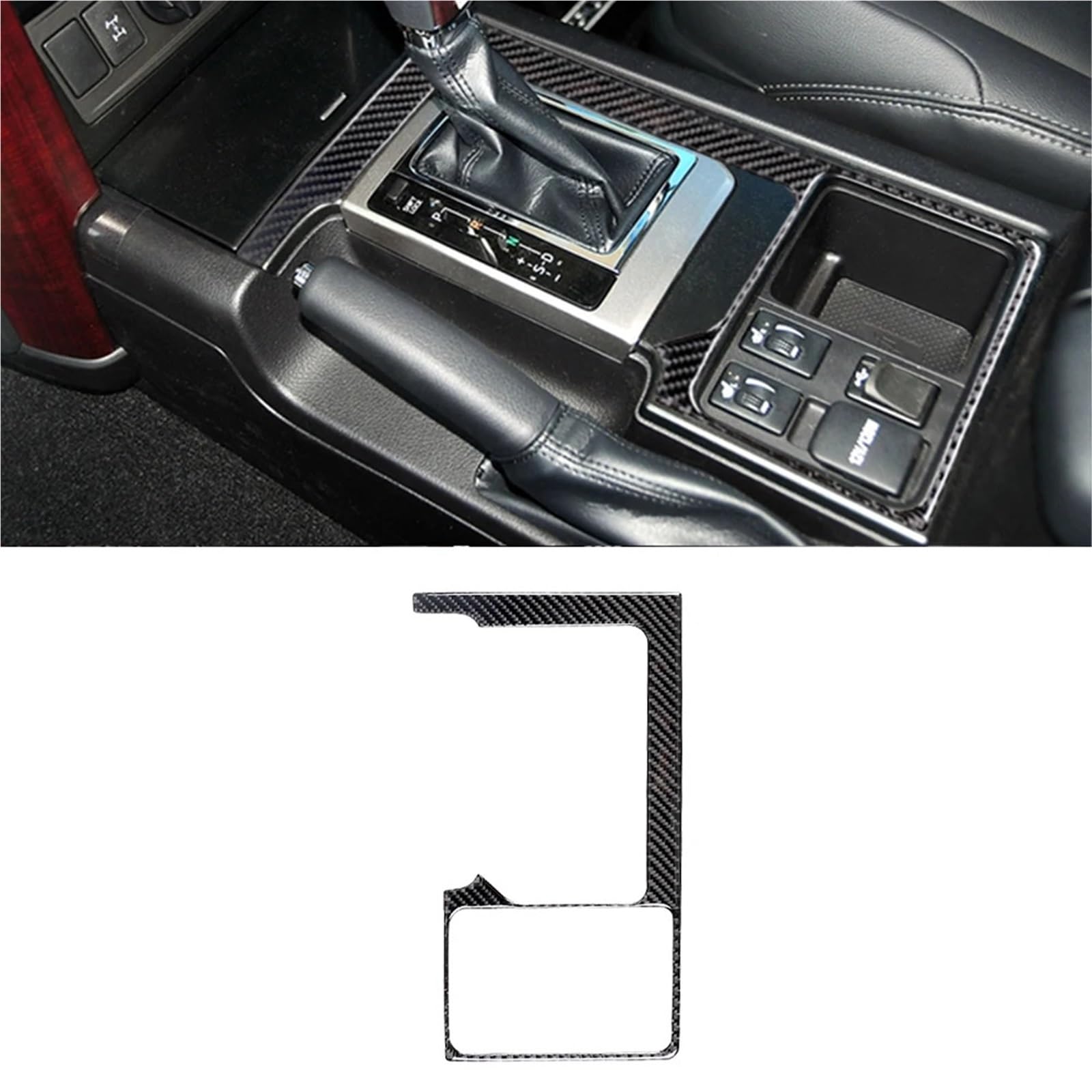 Folia na panel‌ Okleina skrzynia biegów‌ Pasuje do Land Cruiser Prado 2010-2018 Konsola środkowa Panel zmiany biegów Naklejka dekoracyjna Wykończenie wnętrza samochodu Akcesoria(Carbon Fiber)