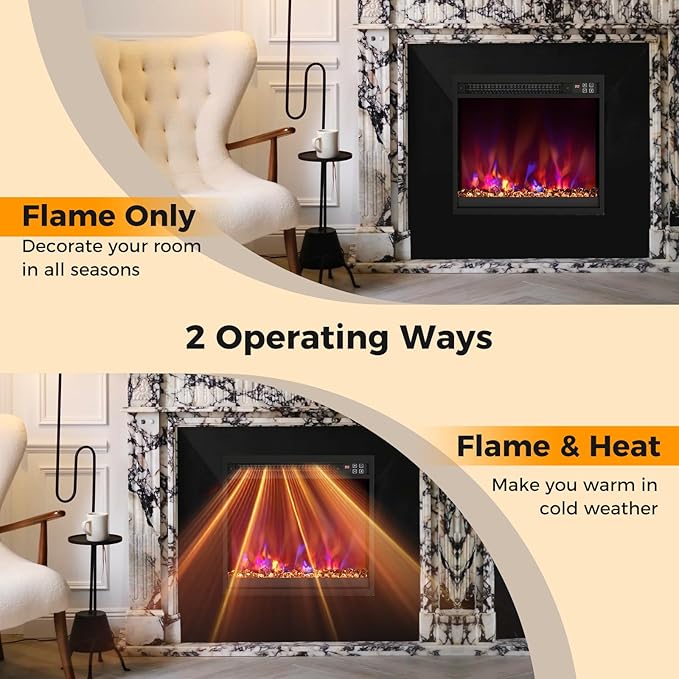 Chimenea Eléctrica Empotrable COSTWAY 1500W 44.96x49.02x12.19 cm miniatura 8