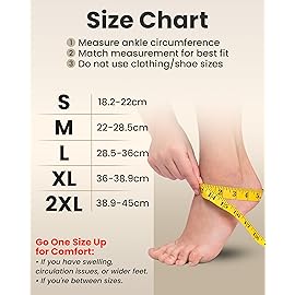 KEMFORD Ankle Compression Sleeve - 1-Pair, Plantar Fasciitis Braces - Open Toe Compression Socks for Swelling, Sprain, Neuropathy, Foot Arch Support for Men and Women - 20-30mmhg, M, White