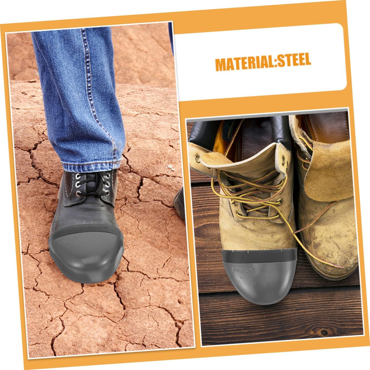 TEHAUX 2pairs Men Shoes Sneakers Work Boot Head Protective Covers Safety Toe Protector Covers for Outdoor Protective Guards