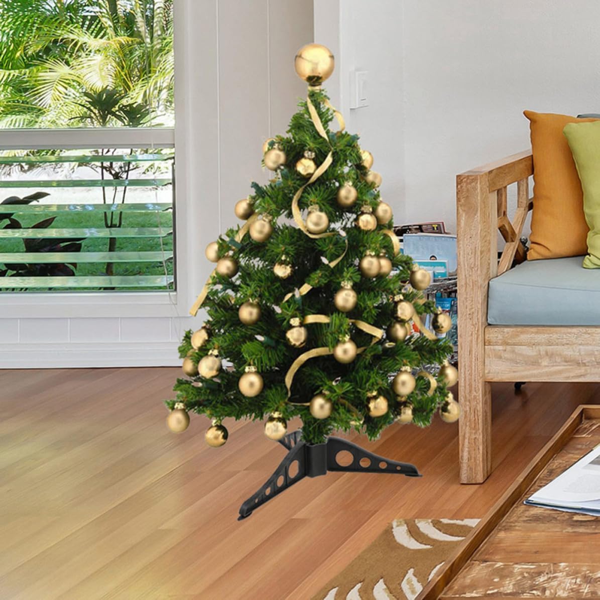 Mikinona 15pcs Artificial Christmas Tree Stand 8 Inch Desktop Base
