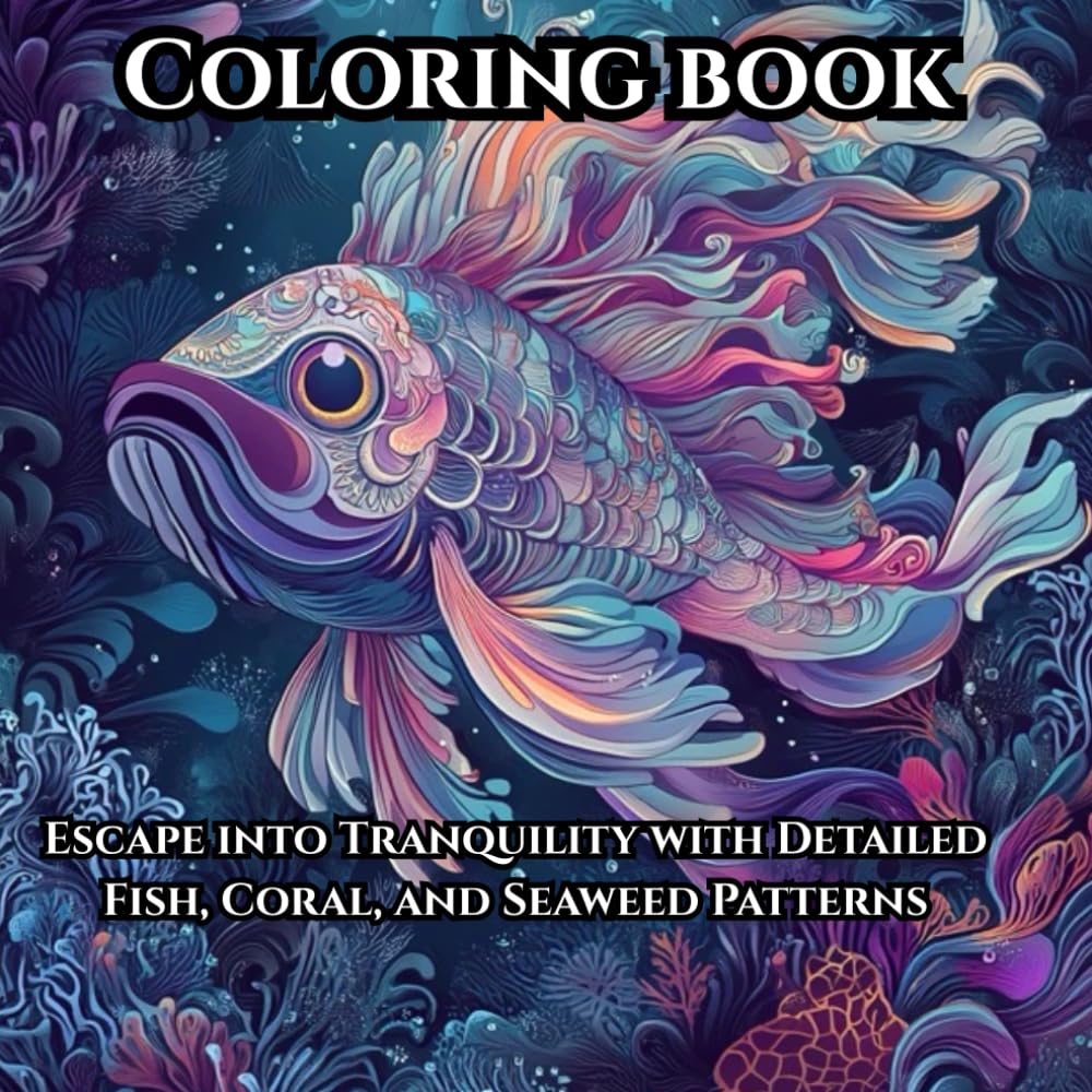 Escape into Tranquility with Detailed Fish, Coral, and Seaweed Patterns Coloring Book For Adults and Teens: Ornate Marine Life and Flowing Patterns to Soothe Your Mind and Relieve Your Stress