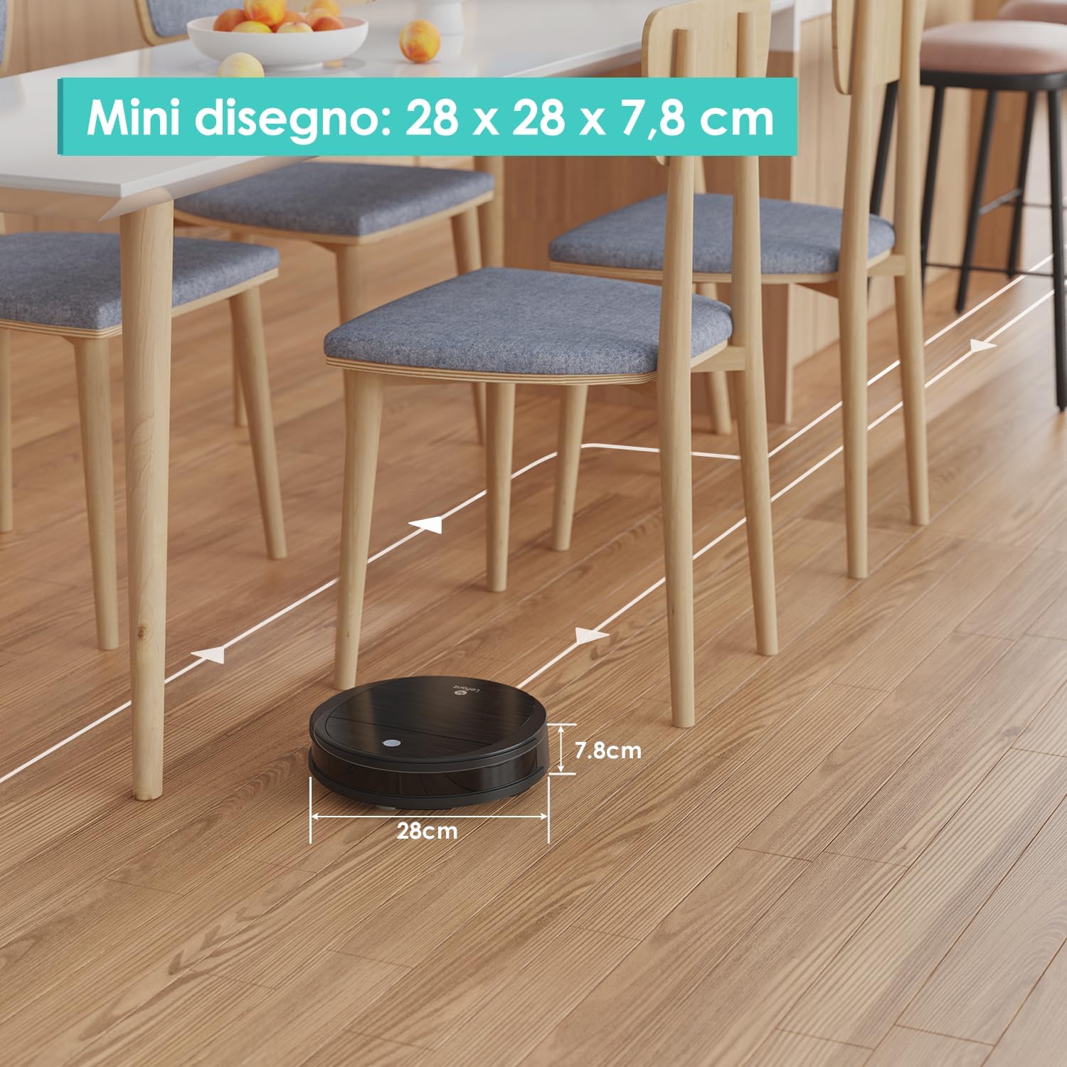 LEFANT Robot Aspirapolvere Lavapavimenti mini,2200pa forte aspirazione,6D Sensore di Collisione,Alexa/Google,Ideale per peli di animali domestici, Moquette e Pavimento duro,Aspirapolvere Robot-M213