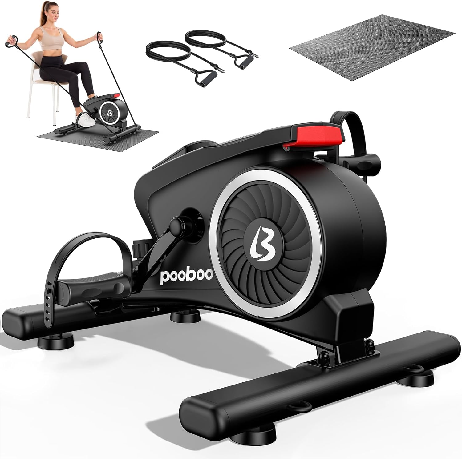 pooboo Pooboo Under Desk Bike – Quiet Magnetic Pedal Exerciser with 16 Resistance Levels