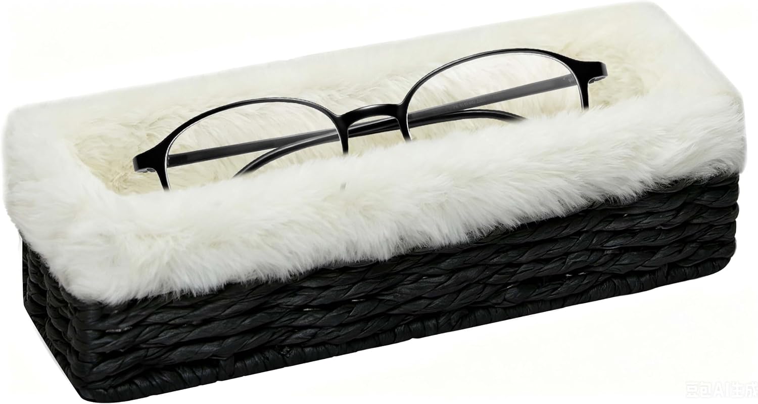 Anti-scratch Plush Lined Eyelasses Holder Stand Tray for Nightstand Desk