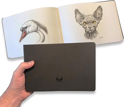 Miniatura 8 de Cuaderno de bocetos con forma de paisaje, 8.25 x 5.5 pulgadas, libro de bocetos plano y flexible para artistas, ideal para tinta, acuarela,