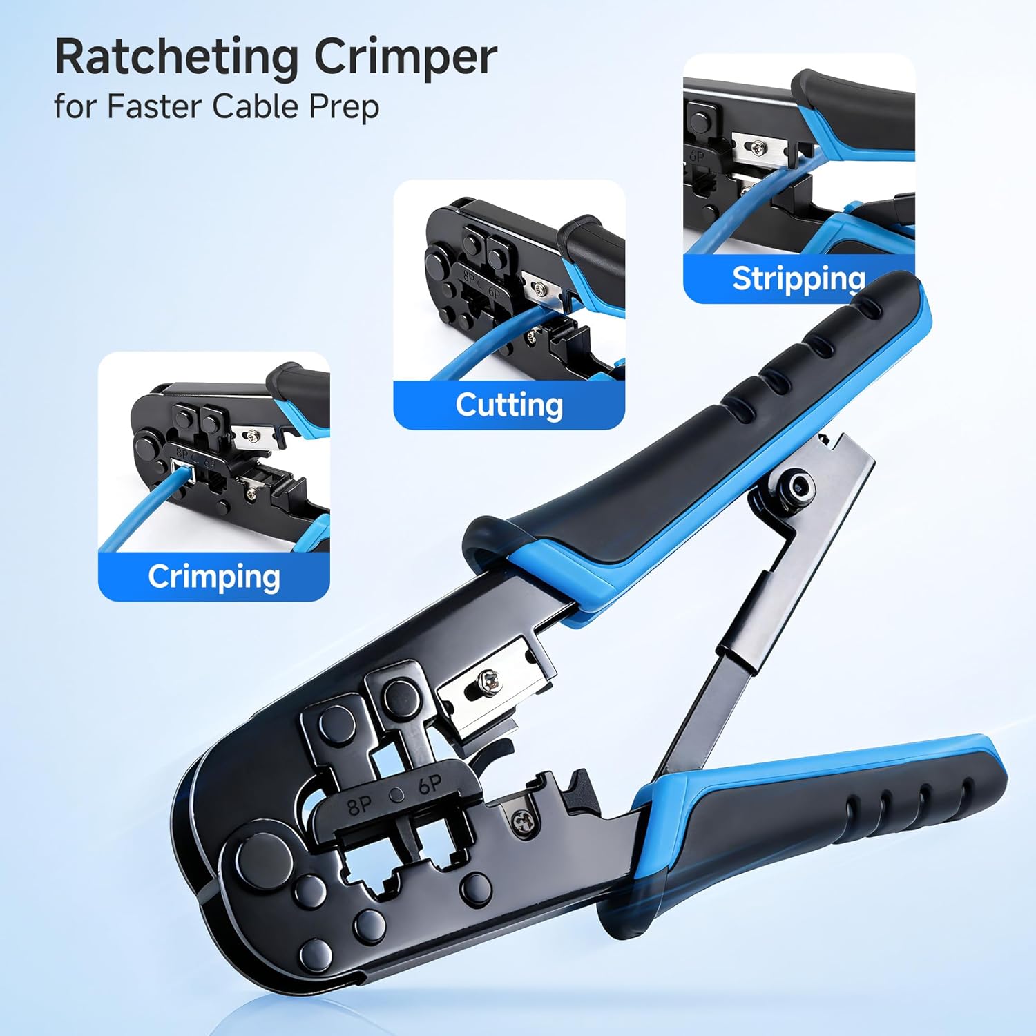 Cable Matters 7-in-1 Network Tool Kit with RJ45 Ethernet Crimping Tool, Punch Down Device, Punch Down Stand, Cable Tester, RJ45 Connectors & Boots, and Wire Strippers - Carrying Case Included