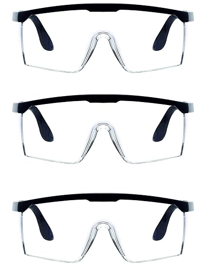 XDLB Vintage Safety Goggles Protective Eye Wear Clear Eye Protection Spectacles Glasses for Lab Home Classroom wood construction Workplace Soft frame Goggle (Pack of 3)
