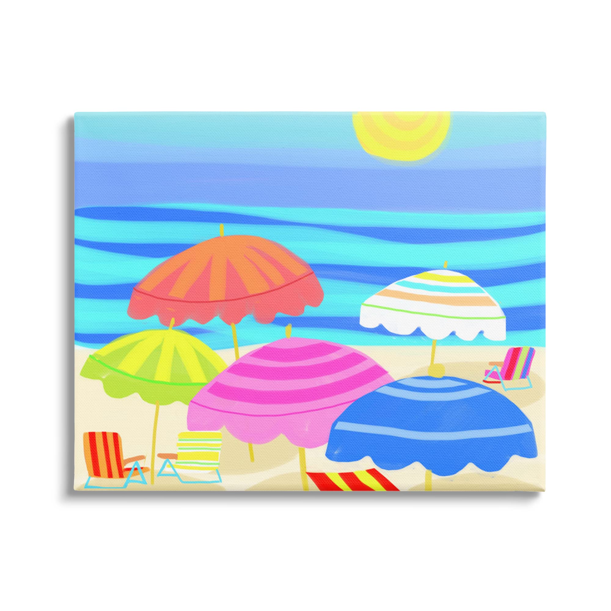 Stupell Industries Vibrant Sun Umbrellas Summer Beach Shore Scene Canvas Wall Art, Design By Maret Hensick