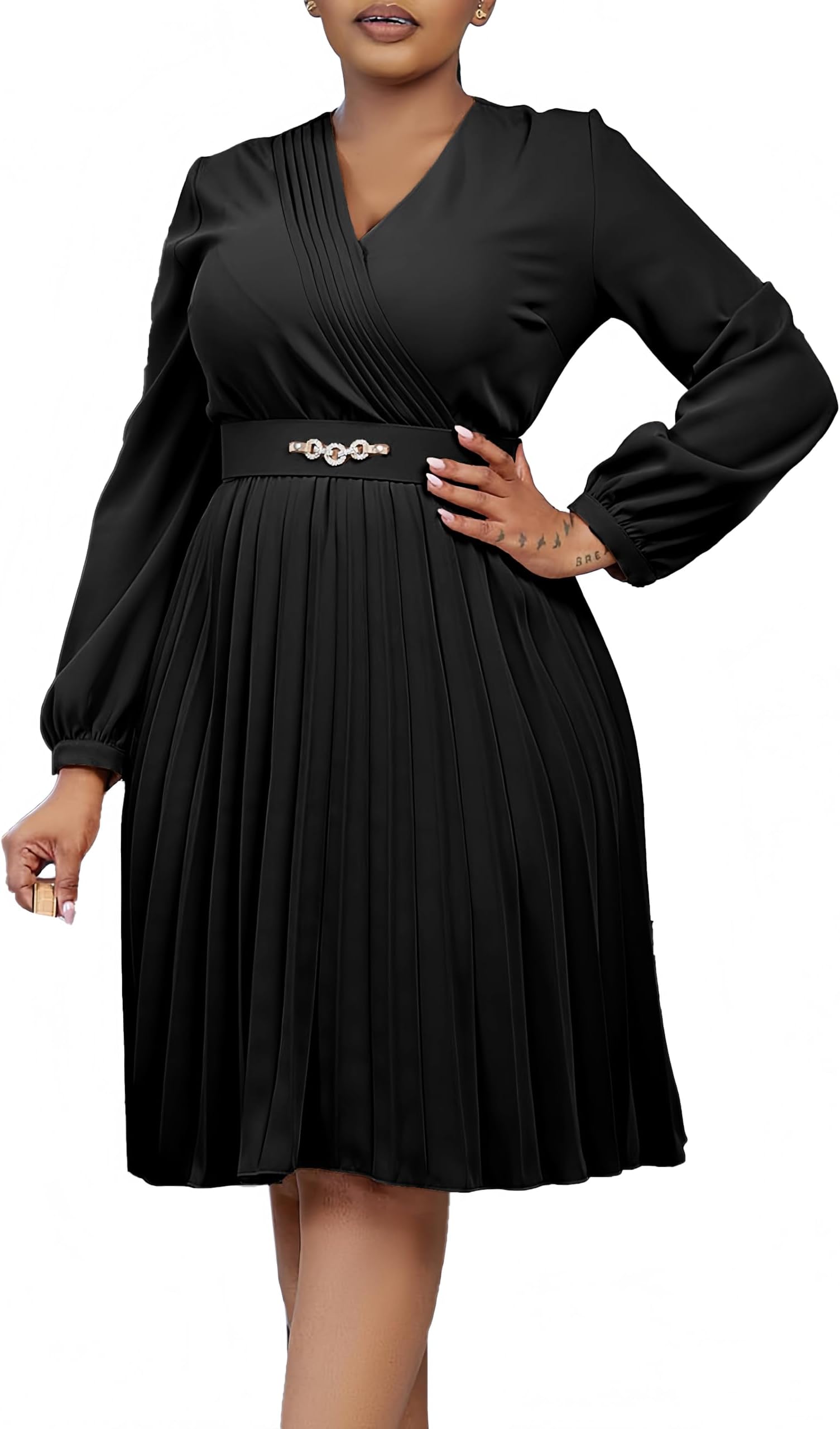 Midi Dress for Women Elegance Church Dress Fashion High Waist Business Casual Dress Cocktail with Belt