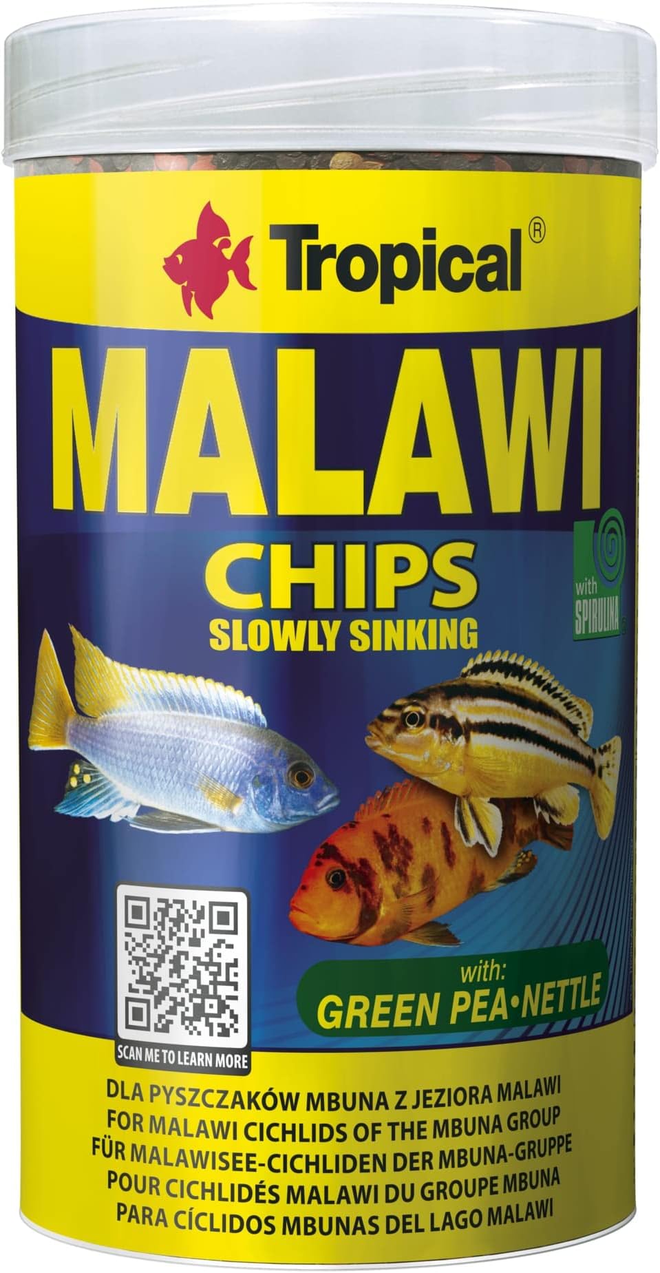 Tropical Malawi Mbuna Chips Special for Malawi slowly sinking - Multi-ingredient food for daily feeding 250ml/130g