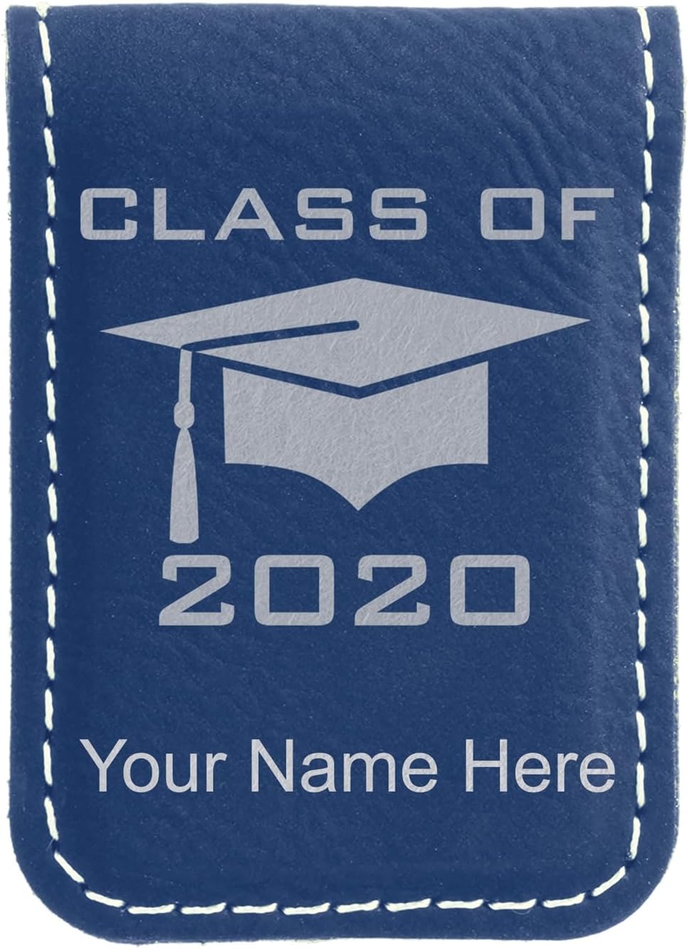 LaserGram Slim Magnetic Money Clip, Grad Cap Class of 2023, 2024, 2025, 2026, Personalized Engraving Included (Dark Blue)