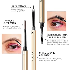 Docolor Makeup Micro Brow Pencil, Definer Eyebrow Pencils for Women Dual-Sided Ultra-Fine Microblading Eyebrow Pencil (Soft Brown and Black,2 Count)