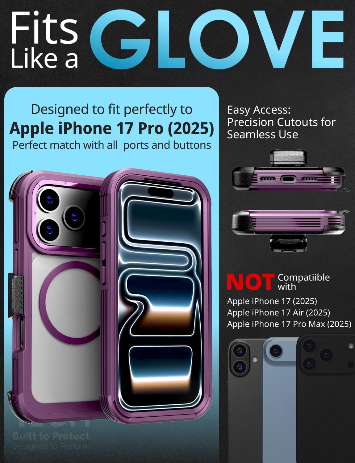 Designed for iPhone 17 Pro Case with Belt Clip Holster, Kickstand Slim Cover Compatible with Magsafe Chargers - Phone Case for iPhone 17 Pro - Wine - Image 2