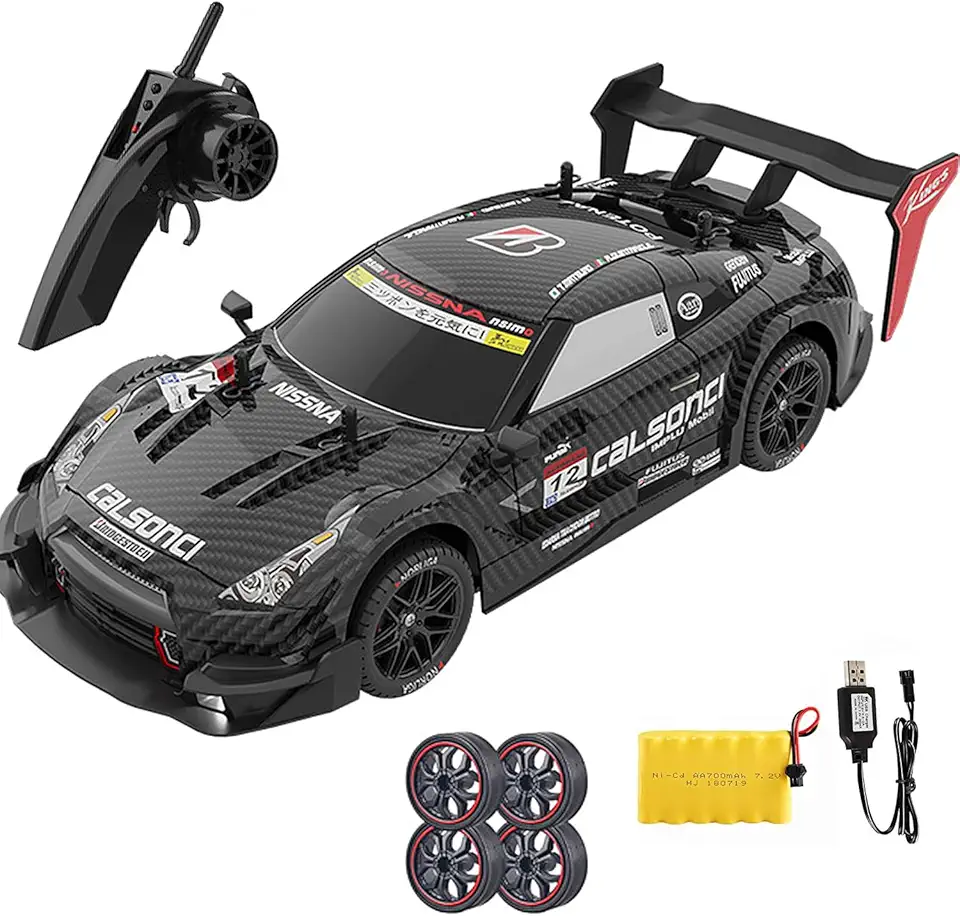 Carro de Drift com Controle Remoto, Carro de Corrida RC em Escala 1/14, Carro RC de Drift de Alta Velocidade 2.4G 4WD, Acelerador Proporcional 30KM/H com Pneus de Drift Substituíveis