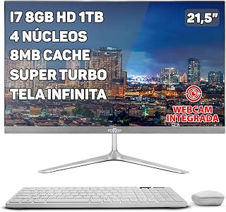 Computador Completo All In One Intel Core i7 8GB HD 1TB 21,5" Full HD 4 Núcleos Super Turbo Hdmi Teclado e Mouse Strong Tech